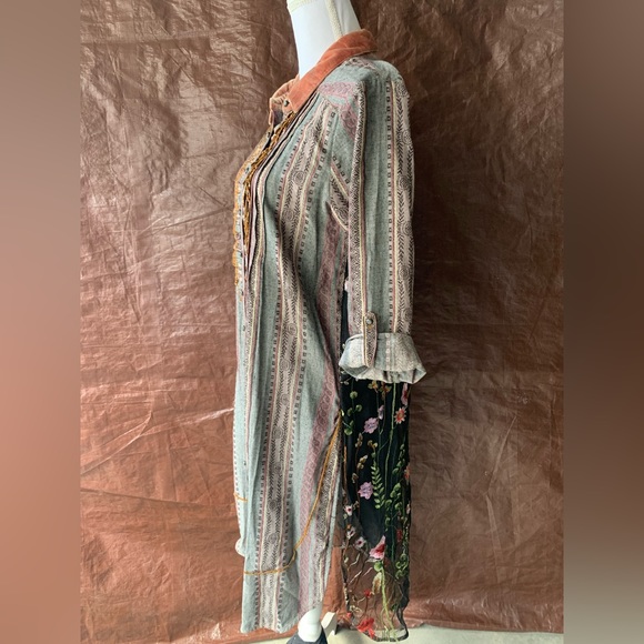 Aratta Silent Journey Mixed Fabric Button Up Dress M - Picture 3 of 8